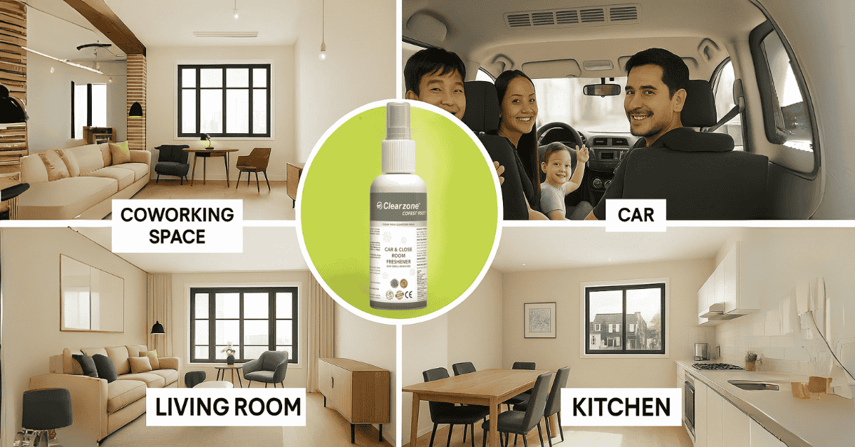 Clearzone COFEST 9507 Room Freshener Bottle – Multi-use Odor Remover for Car, Kitchen, Living Room and Office