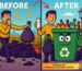 Before and after scene using DRAIGRAB 0996 best bad smell remover showing garbage area cleaned and odor-free