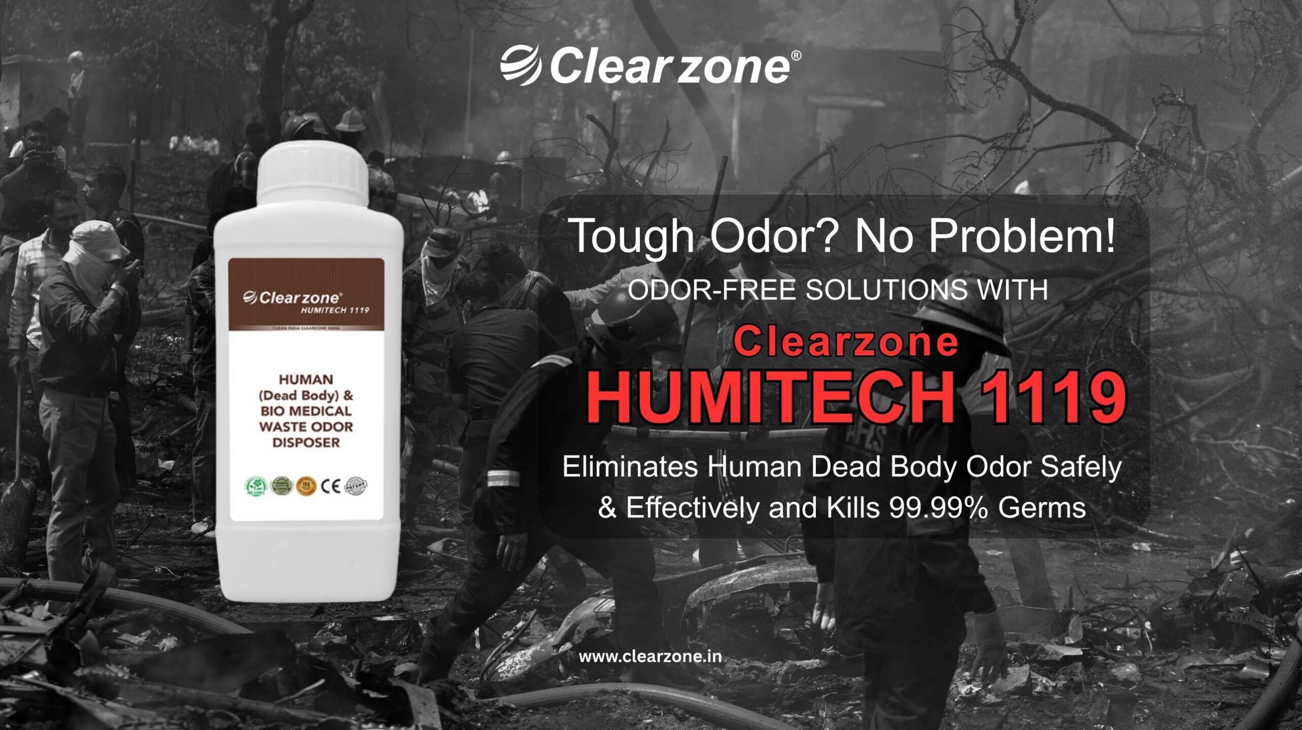 Dead Body Smell Removal Product - Clearzone HUMITECH 1119 for Hospitals, Ambulances Etc.